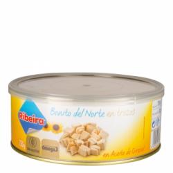 Bonito del norte en aceite de girasol en trozos Ribeira sin gluten 588 g.