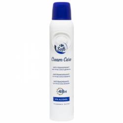 Desodorante en spray cream care 48h antitranspirante crema hidratante 0% alcohol Carrefour Soft 200 ml.