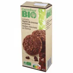 Galletas de mantequilla con pepitas de chocolate y quinoa ecológica Carrefour Bio 175 g.