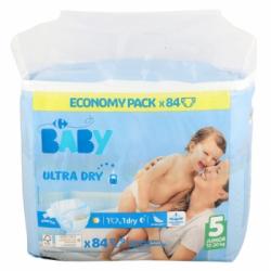 Pañales Carrefour Baby Ultra Dry Talla 5 Junior (12-20 kg) 84 uds