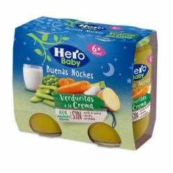Tarrito de verduritas a la crema desde 6 meses Hero Baby Buenas Noches sin gluten sin aceite de palma pack de 2 unidades de 190 g.