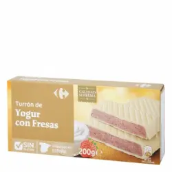 Turrón de yogur con fresas Carrefour sin gluten 200 g.