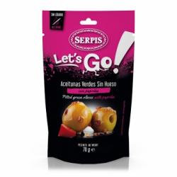 Aceitunas verdes sin hueso con paprika Serpis sin gluten doy pack 70 g.