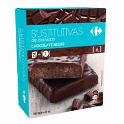 Barritas sustitutivas de chocolate negro Carrefour 192 g.
