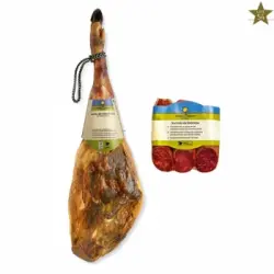 Lote de Jamón de Cebo Ibérico 50% Raza Ibérica Calidad y Origen 7 kg aprox + Embutidos Ibéricos Calidad y Origen