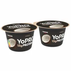 Postre lácteo de proteínas sabor coco Danone Yopro pack de 2 unidades de 160 g.
