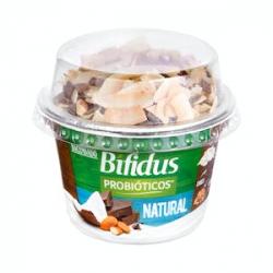 Bífidus natural probiótico Hacendado con coco, almendras y chocolate Tarrina 0.18 kg
