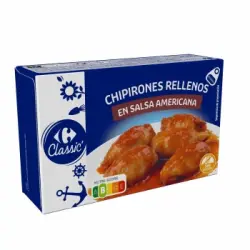 Chipirones rellenos en salsa americana Classic Carrefour sin gluten 72 g.