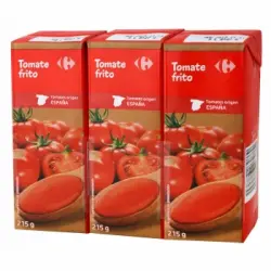 Tomate frito Carrefour pack de 3 briks de 215 g.