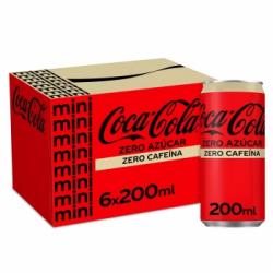 Coca Cola zero azúcar zero cafeína mini pack 6 latas 20 cl.