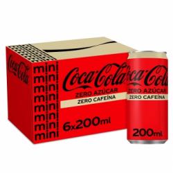 Coca Cola zero azúcar zero cafeína mini pack 6 latas 20 cl.