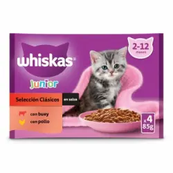 Comida húmeda de carne para gato junior Whiskas 4x85 g