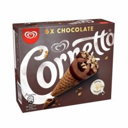 Conos con helado de chocolate Cornetto 6 ud.