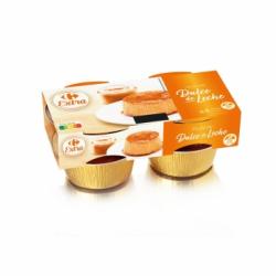 Flan de dulce de leche Carrefour sin gluten pack de 4 unidades de 100 g.