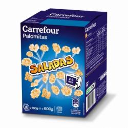 Palomitas saladas para microondas Carrefour pack de 6 unidades de 100 g.