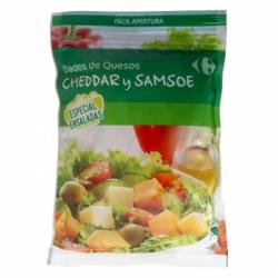 Queso cheddar y samsoe en dados especial ensaladas Carrefour 200 g.