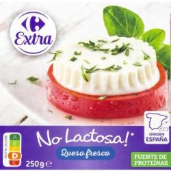 Queso fresco Carrefour sin lactosa pack de 4 unidades de 62,5 g.