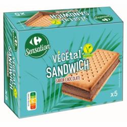 Sandwich de chocolate vegetal Sensation Carrefour 5 ud.