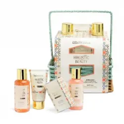 Set IDC Institute holistic beauty: gel de ducha 100 ml, baño de burbujas 100 ml, loción corporal 50 ml y sales de baño 50 g.
