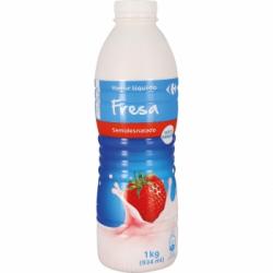 Yogur semidesnatado líquido de fresa Carrefour 1 kg.