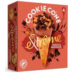Conos con helado de choco brownie Extreme Cookie Nestlé 4 ud.