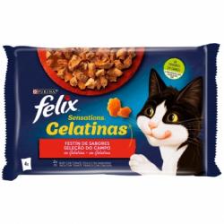 Gelatina selección de carnes para gatos Felix Sensations Purina 4 sobres