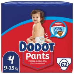 Pañal-Braguita Dodot Pants T4 (9-15 kg) 62 ud.