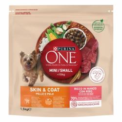 Pienso de buey y arroz para perro adulto Mini Purina One piel y pelaje 1,5 Kg.