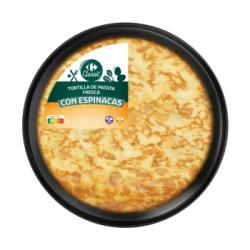 Tortilla de patatas con espinacas Carrefour Classic' sin gluten sin lactosa 600 g.