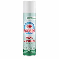 Alcohol perfumado 96% en spray para limpieza de superficies y objetos Expert Carrefour 400 ml.