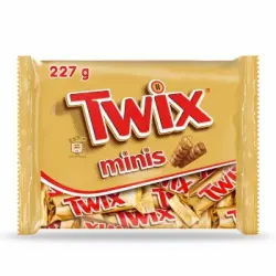 Barritas de chocolate con leche, galleta y caramelo Twix Minis 227 g.