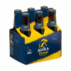 Cerveza El Aguila dorada pack de 6 botellas de 20 cl.