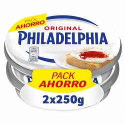 Crema de queso de untar natural Philadelphia pack de 2 unidades de 250 g.