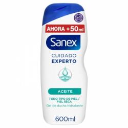 Gel de ducha dermo aceite hidratante para piel normal-seca Cuidado Experto Sanex 600 ml.