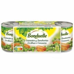 Guisantes y zanahorias baby Bonduelle pack de 3 unidades de 130 g.