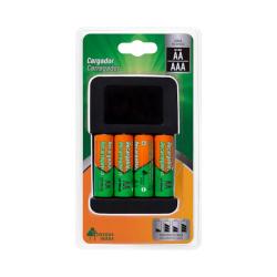 Kit cargador pilas AA y AAA Bosque Verde incluye 4 pilas AA Paquete 1 ud