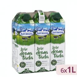 Leche desnatada Asturiana 6 bricks X 1 L