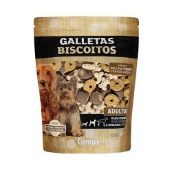 Snack galletas perro adulto con pollo y ternera Compy razas pequeñas y medianas Paquete 0.35 kg