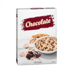 Cereales copos tostados de trigo integral y arroz Hacendado con chocolate Caja 0.425 kg