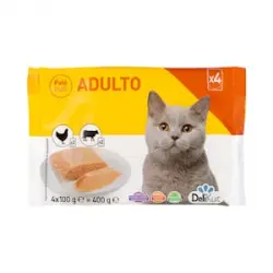 Paté gato adulto Delikuit con pollo y ternera Paquete 0.4 kg