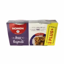 Arroz basmati para microondas Nomen sin gluten pack de 2 unidades de 200 g.