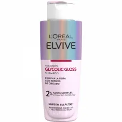 Champú glycolic gloss con ácido glicólico cabello suave y brillante L'Oréal Paris Elvive 200 ml.