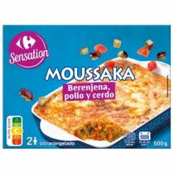 Moussaka berenjena, pollo y cerdo Sensation Carrefour 500 g.