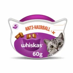 Snacks anti-hairball para gatos Whiskas 60 g.