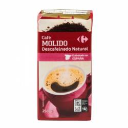 Café molido natural descafeinado Carrefour 250 g.