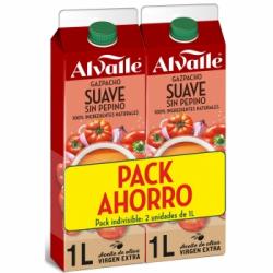 Gazpacho suave sin pepino Alvalle pack de 2 unidades de 1 l.