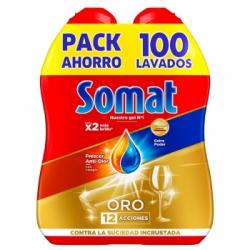 Gel para lavavajillas frescor antiolor Oro Somat pack de 2 unidades de 50 lavados.