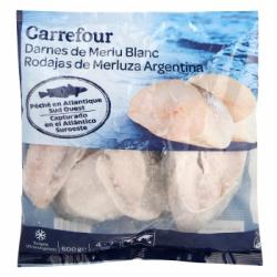 Rodajas de merluza argentina congeladas Carrefour 600 g.