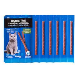 Snack gato barritas Compy de salmón y merluza 10 ud. X 0.005 kg