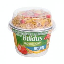 Bífidus natural probiótico azucarado Hacendado con cereales y fresas deshidratadas Tarrina 0.17 kg